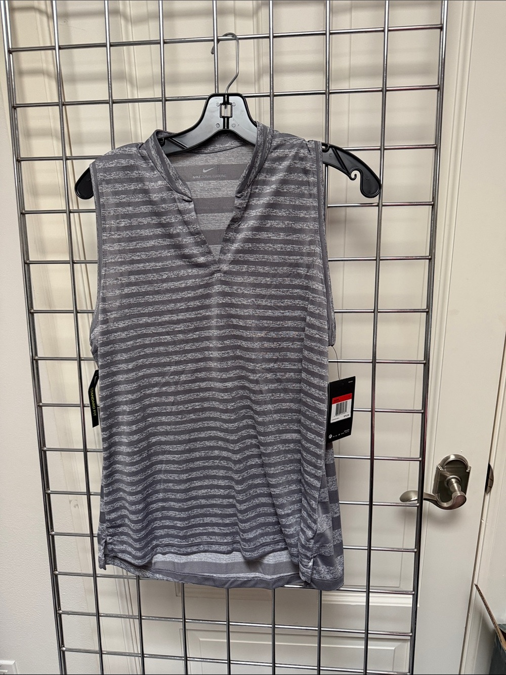 Nike Gray Striped Sleeveless V-Neck Tank